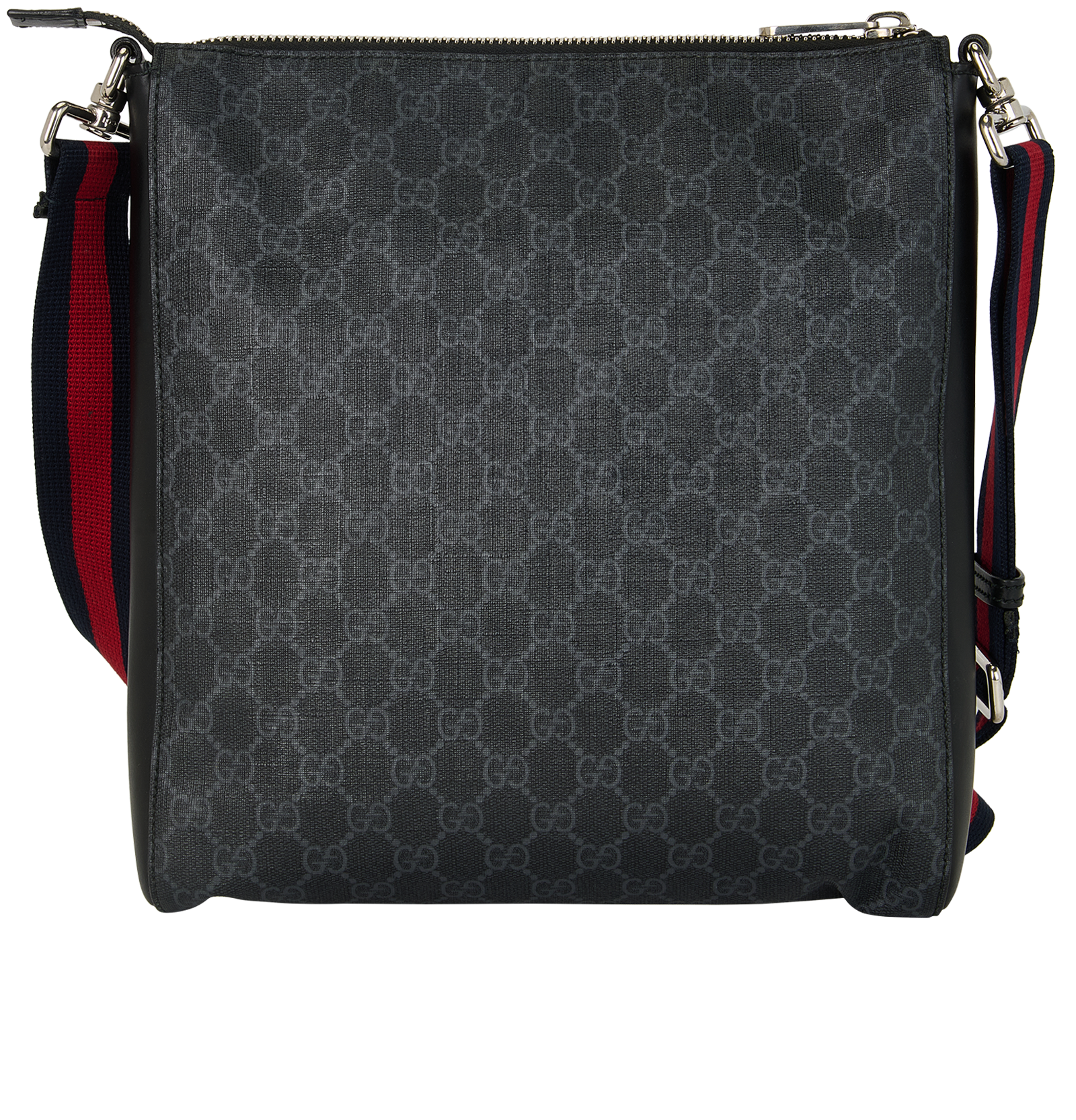Badges Crossbody, &pound;395, Handbags, Black, Coated Canvas, Back view